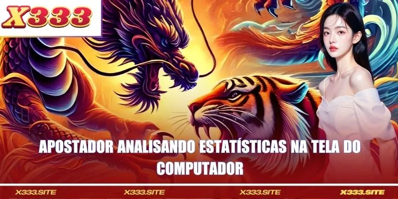 Apostador analisando estatísticas na tela do computador